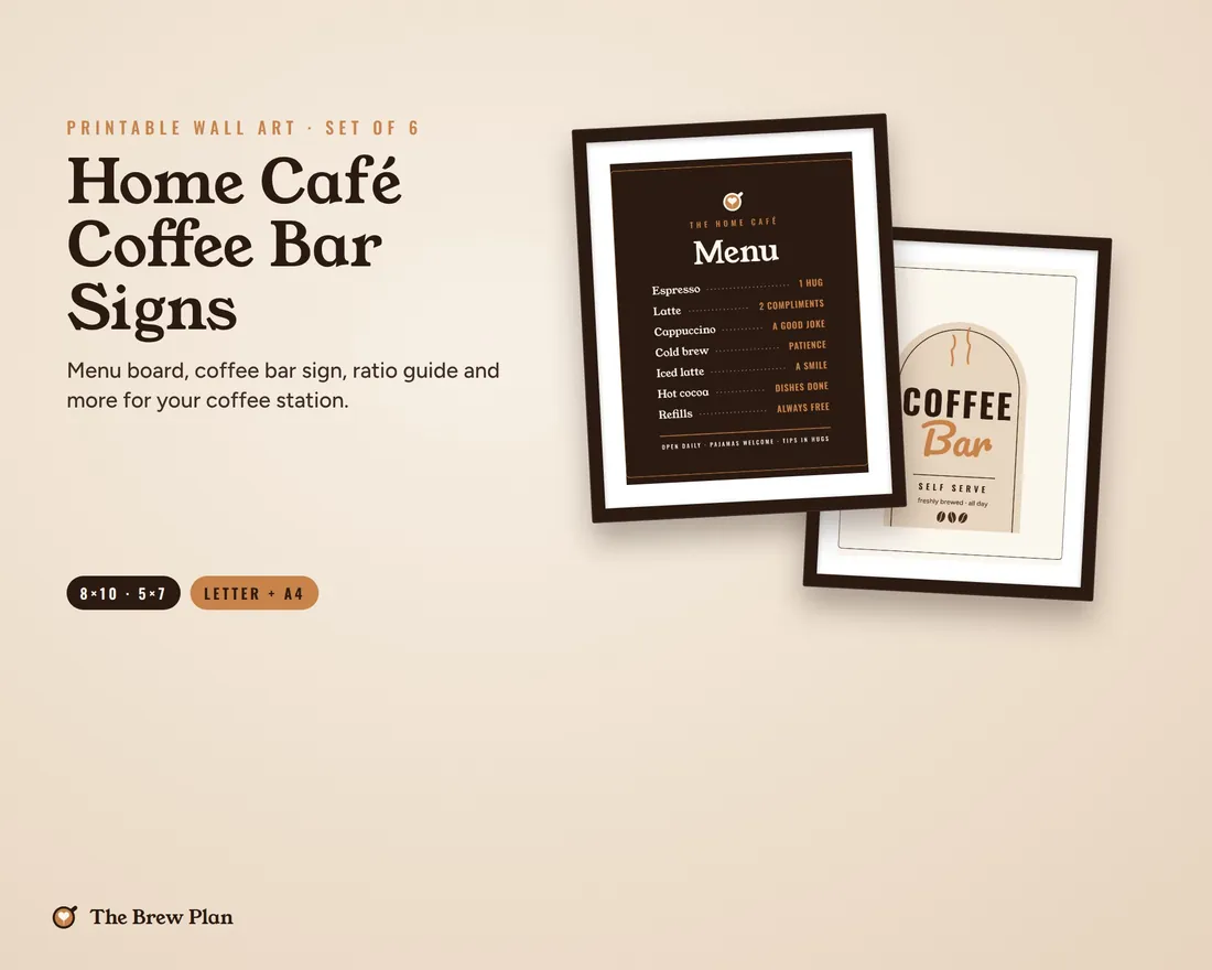 Home Café Coffee Bar Signs printable preview