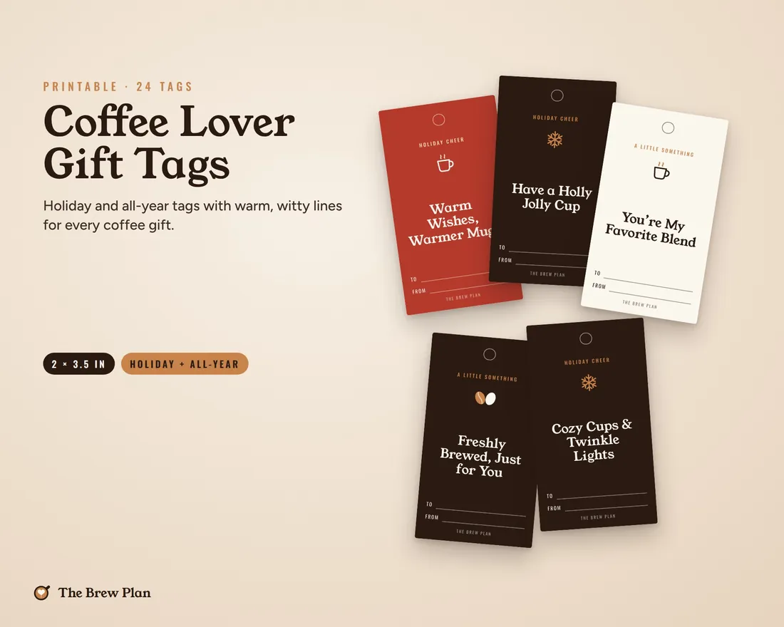 Coffee Lover Gift Tags printable preview