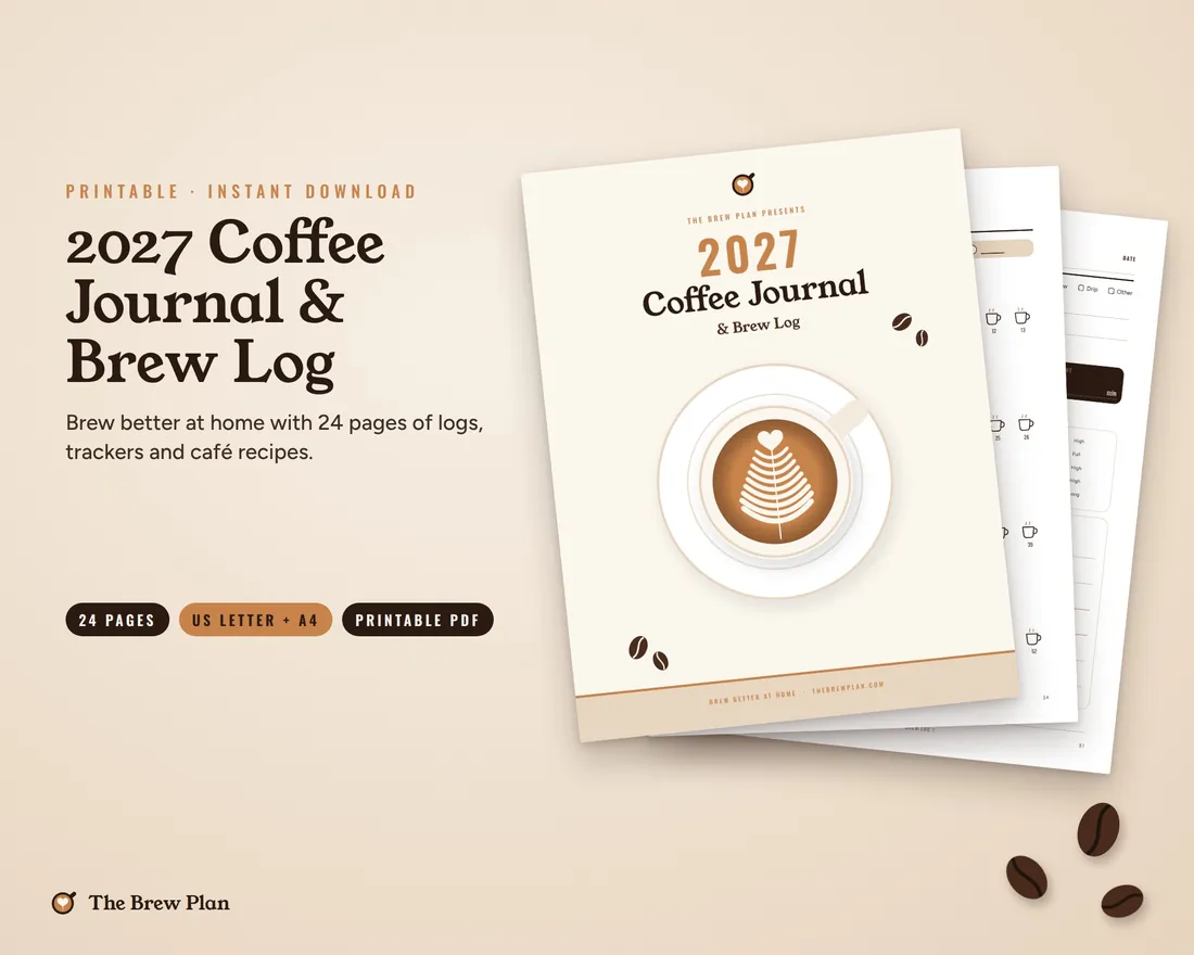 2027 Coffee Journal & Brew Log printable preview